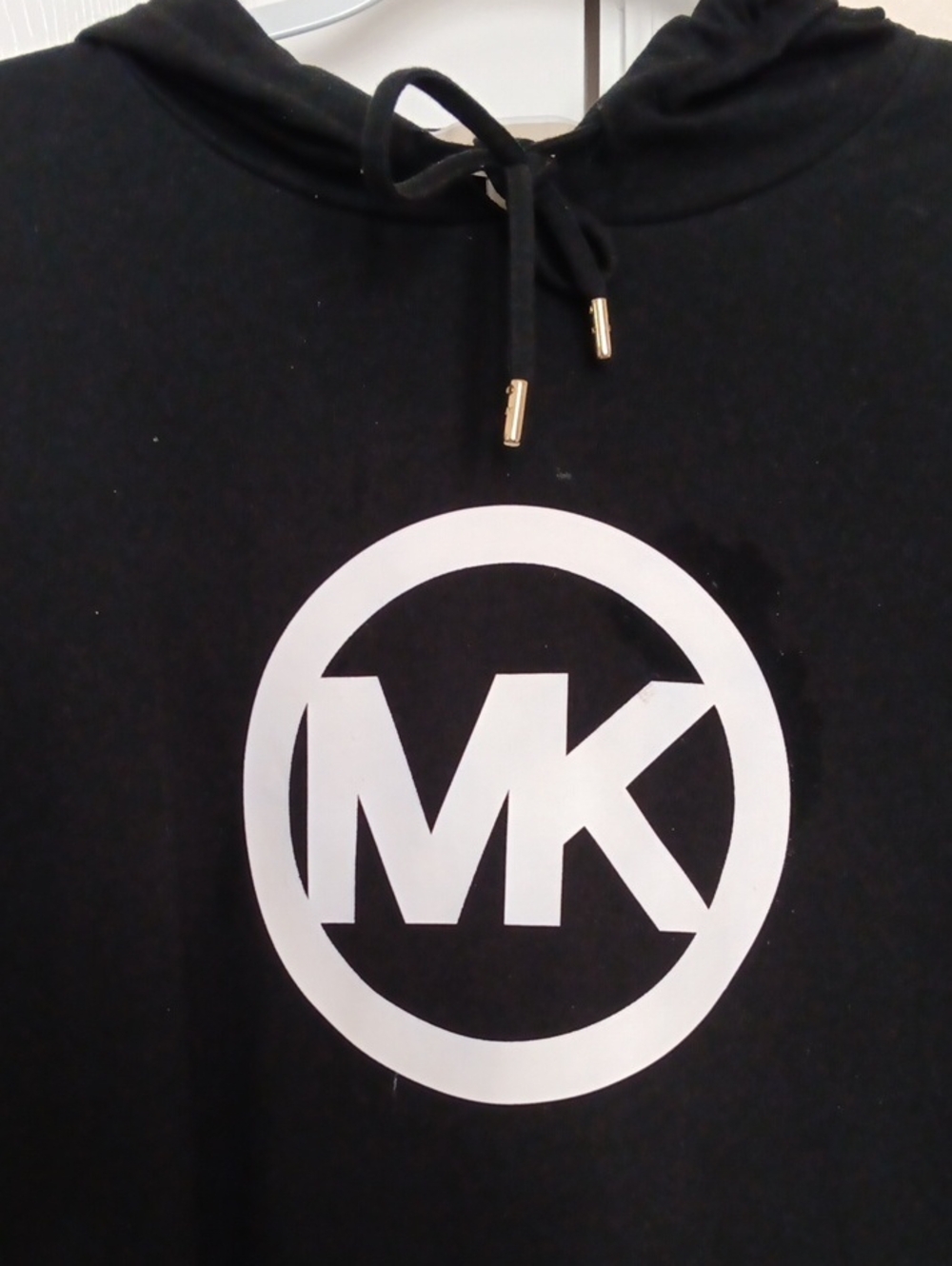 Michael Kors Black Hoodie Sweatshirt with White MK Logo.Size Small.Preloved